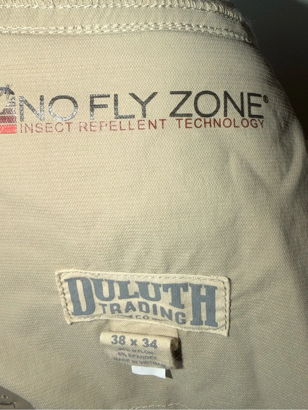 Duluth Trading Co Men's Tan Convertible Cargo Pants No Fly Zone 38X34